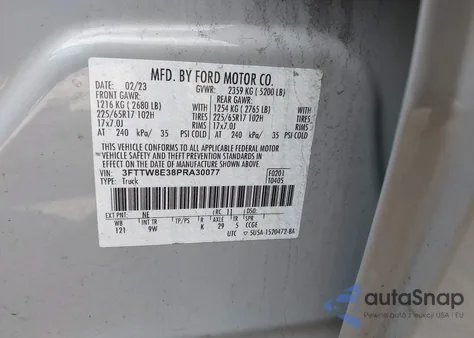 2023 Ford Maverick Xl z USA, uszkodzony, nr VIN 3FTTW8E38PRA30077